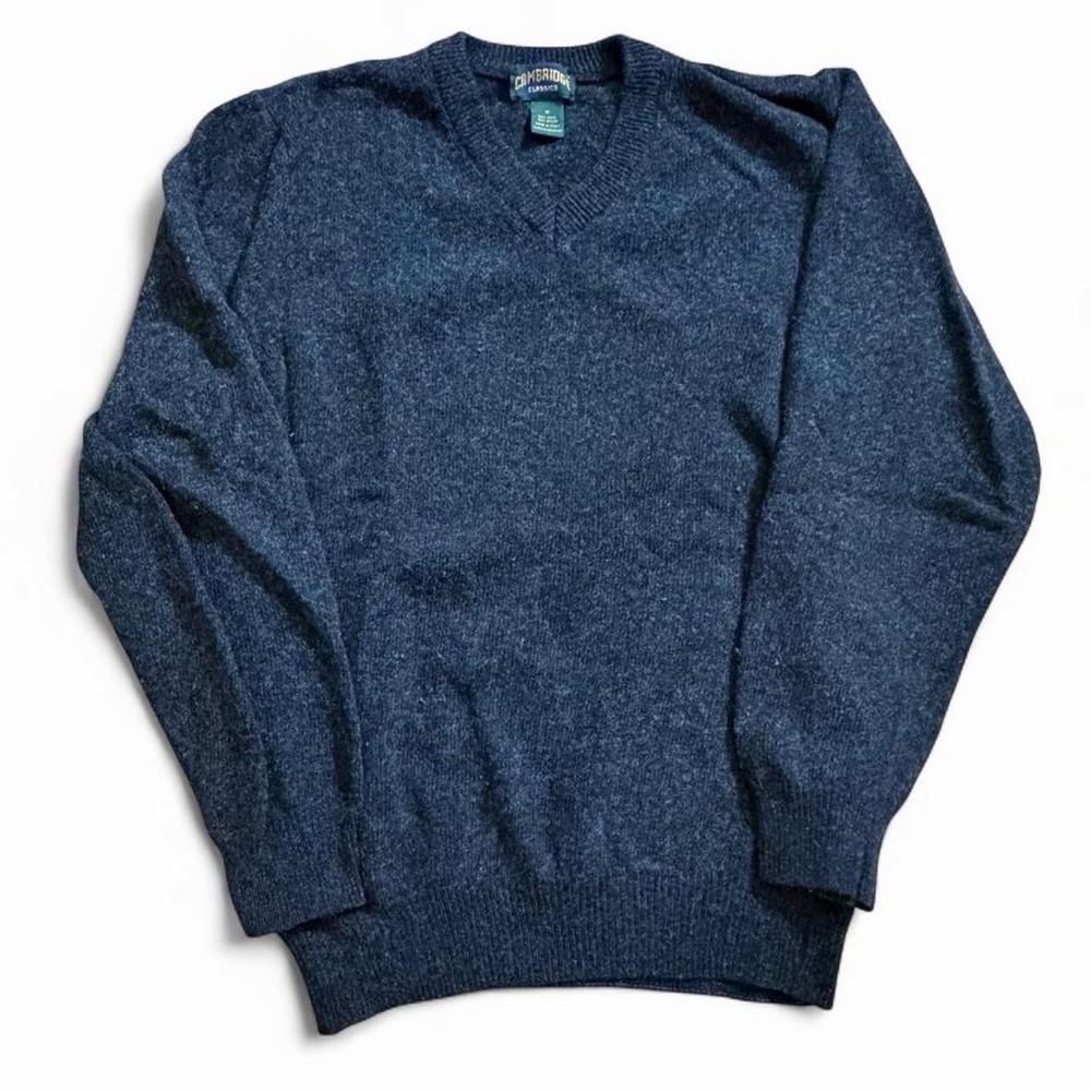 Vintage Cambridge Classics Wool V-Neck Sweater Size Medium Made In Italy 90s